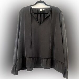 GAP Black Boho-Chic Women’s Blouse XXL Flowy Long Sleeve Top